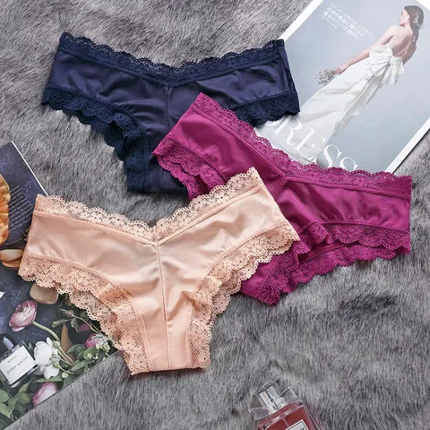 Dames Naadloze Ijszijde Onderbroeken Sexy Kant Patchwork Strass Lage Taille Ademend Lingerie Effen Kleur Slipje