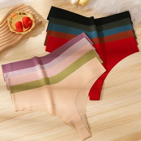 Perizoma Donna Sexy Senza Cuciture in Seta di Ghiaccio Vita Bassa Invisibile T-Back Panties Comodo Traspirante Sport G-String Intimo