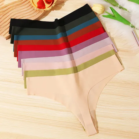 Perizoma Donna Sexy Senza Cuciture in Seta di Ghiaccio Vita Bassa Invisibile T-Back Panties Comodo Traspirante Sport G-String Intimo