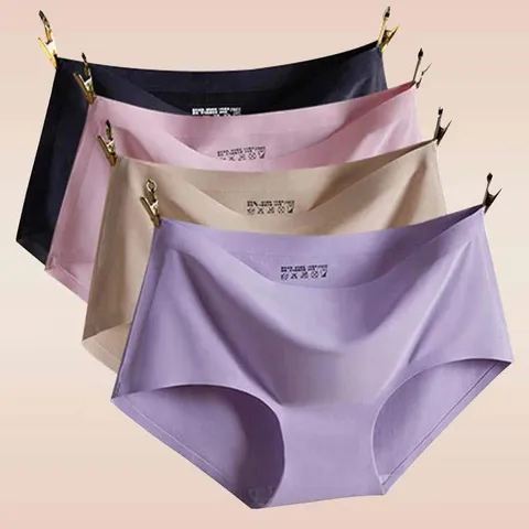 Seamless Women's Panties Polyester Ice Silk Breathable Low Waist Briefs Large Size Sporty Lingerie Quick Dry Underwear For Women
