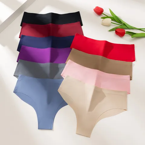 Perizoma Senza Cuciture da Donna ad Asciugatura Rapida Sexy a Vita Bassa Tinta Unita Traspirante Intimo Sportivo Invisibile in Nylon