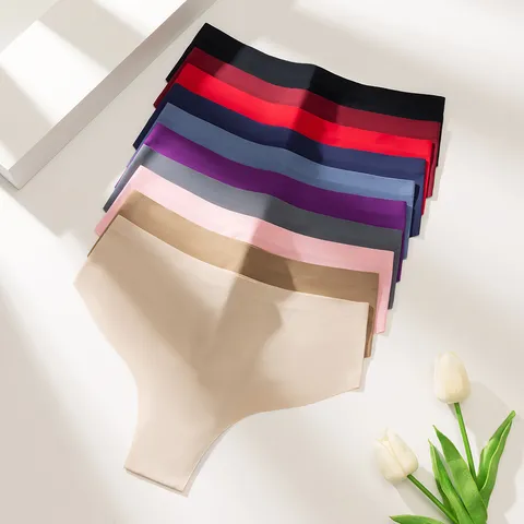 Perizoma Senza Cuciture da Donna ad Asciugatura Rapida Sexy a Vita Bassa Tinta Unita Traspirante Intimo Sportivo Invisibile in Nylon