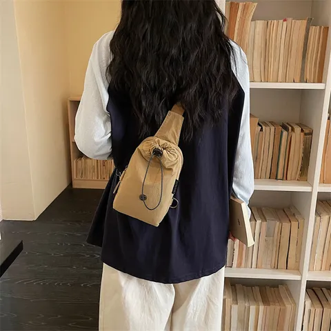 Multifunktionale Lässige Canvas Umhängetasche Leichte Kordelzug Brusttasche Reise Handy Wasserflasche Tasche Für Damen
