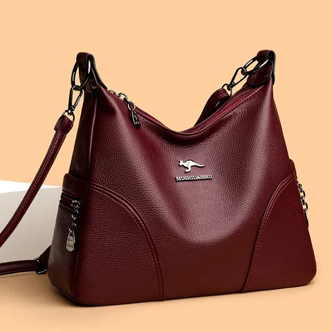 Damen Grosse Kapazität Weiches PU Leder Schulter Umhängetasche Lässige Tote Handtasche Mit Mehreren Fächern