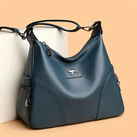 Damen Grosse Kapazität Weiches PU Leder Schulter Umhängetasche Lässige Tote Handtasche Mit Mehreren Fächern