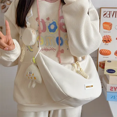 Lässige Canvas-Dumpling-Tasche mit großem Fassungsvermögen und leichtem Design Vielseitige Umhänge- und Schultertasche für Damen