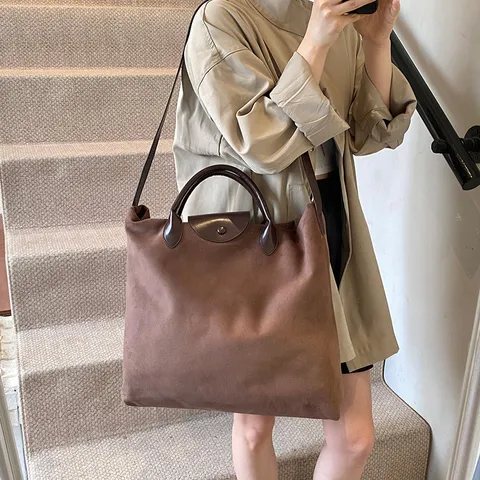 Damen Kord Tote Tasche Große Kapazität Lässige Umhängetasche Vintage Retro Pendler Handtasche Einfarbig Reißverschluss