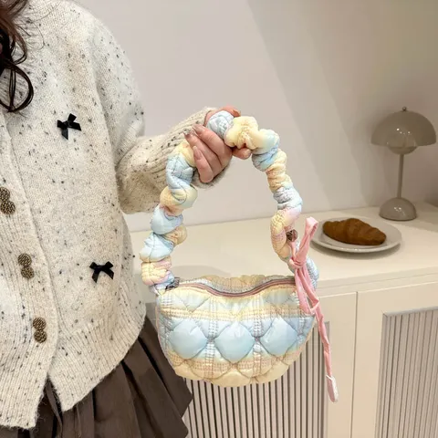 Damen Casual Wolke Plissiert Knödel Umhängetasche Verstellbarer Gurt Leichte Crossbody Tasche