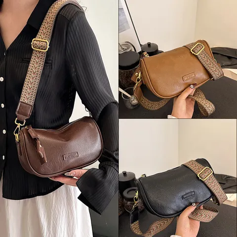 Damen Vintage PU Leder Umhängetasche Lässige Kleine Quadratische Schultertasche Designer Chic Unterarm Tasche Mit Gewebtem Gurt