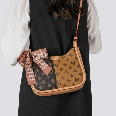 Damen Mode Umhängetasche PU Leder Satteltasche Retro Monogramm Achseltasche Casual Schultasche Für Damen