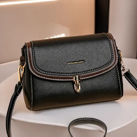 Damen Vintage PU Leder Umhängetasche Mode Kontrastfarbe Kleine Quadratische Tasche Lässige Tägliche Schultertasche