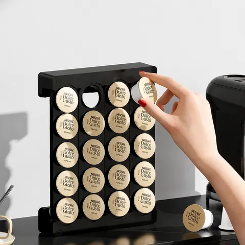 Wall Mounted Coffee Capsule Storage Rack Plastic Punch Free Coffee Pod Holder Organizer For K-Cup Modern Home Kitchen
