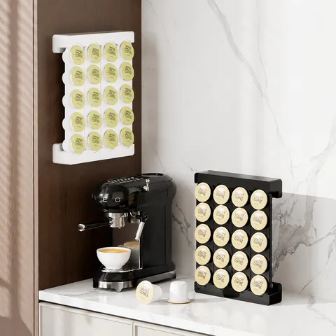 Wall Mounted Coffee Capsule Storage Rack Plastic Punch Free Coffee Pod Holder Organizer For K-Cup Modern Home Kitchen