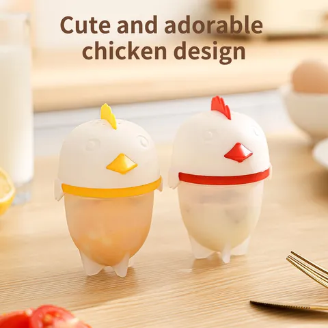 Silicone Egg Cooker Cute Cartoon Chicken Egg Boiler Non-Stick Reusable High Temperature Resistant Kitchen Cooking Tool
