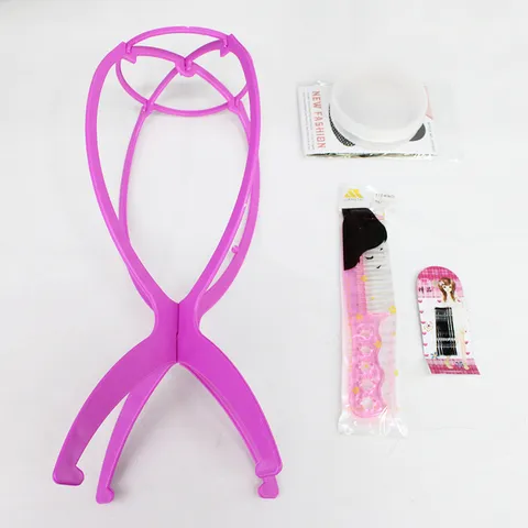 Ensemble d'Outils de Soin pour Perruque Comprenant Support de Perruque Peigne en Acier Cire Cheveux Filet et Épingle pour Accessoires de Coiffure Cosplay