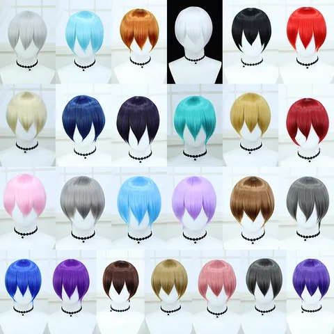 Parrucca Corta da Cosplay Fibra ad Alta Temperatura Capelli Sintetici Anime Parrucca per Festa Styling Quotidiano
