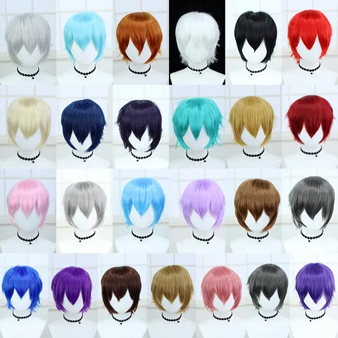 Cosplay Short Wig Heat Resistant Fiber Anime Wig Bob Hair Wig Natural Styling Wig For Party Daily Use Unisex