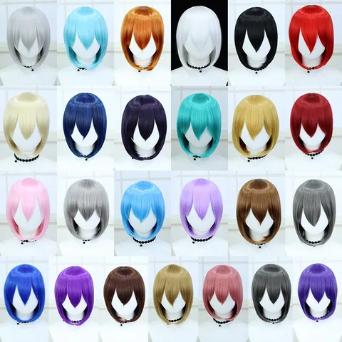 Parrucca Cosplay Corta Universale Capelli Sintetici Resistenti al Calore Donna Parrucca Anime Cuoio Capelluto Naturale Bob Corto