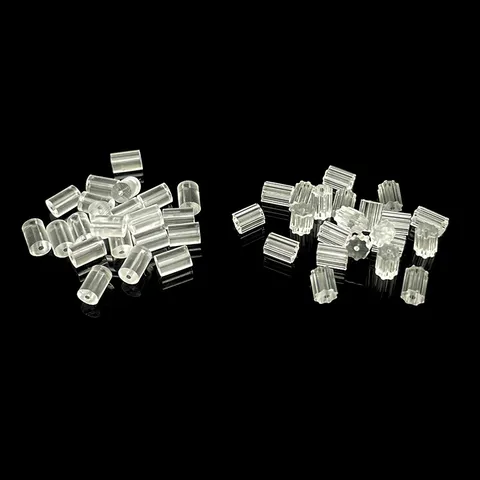 Dos de Boucles d'Oreilles en Plastique Transparent Bouchons Cylindriques Et Octogonaux Accessoires Boucles d'Oreilles DIY Embouts de Sécurité