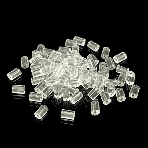 Dos de Boucles d'Oreilles en Plastique Transparent Bouchons Cylindriques Et Octogonaux Accessoires Boucles d'Oreilles DIY Embouts de Sécurité