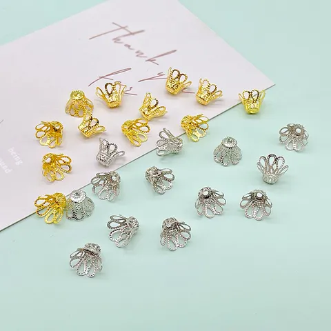 Capuchon de Fleur en Verre à Vin en Métal Perles Filigranes Creuses Pour Épingles à Cheveux de Mariée Glands Fabrication de Bijoux DIY Matériel d'Artisanat
