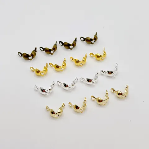 DIY Fournitures de Bijoux Fer Électroplaqué Double Tête Perles à Écraser Embouts de Cordon Accessoires de Bijouterie