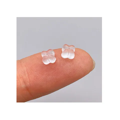 Bouchons de Boucles d'Oreilles en Plastique Transparent Forme Trèfle à Quatre Feuilles Accessoires de Bijoux DIY