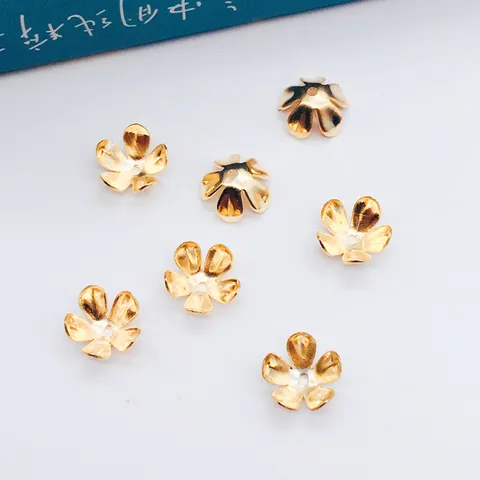 Capuchons de Perles en Fer Perles d'Espacement Fleurs à Cinq Pétales Accessoires de Fabrication de Bijoux DIY Plaqué Or Argent