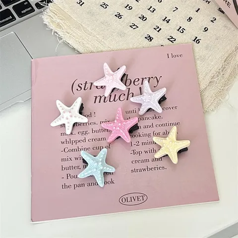 Cute Starfish Resin Hair Clip Duckbill Hairpin For Women Summer Vacation Hair Accessories