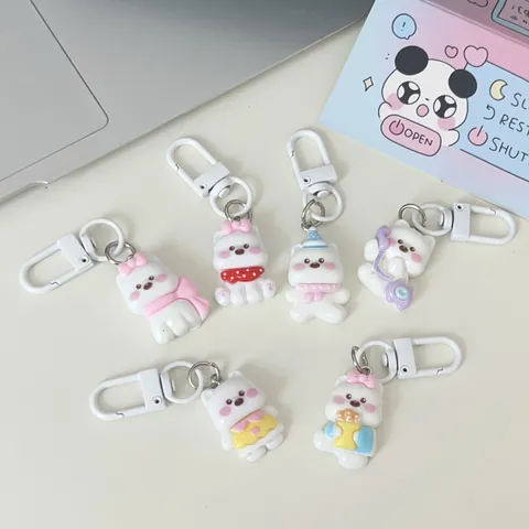 Cute Cartoon Westie Dog Keychain Resin Animal Bag Pendant Kawaii Cute Backpack Accessories Key Ring Gift for Women
