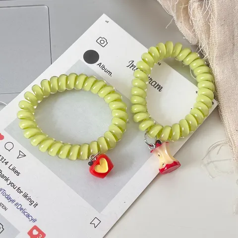 Leuke Cartoon Hars Appel Hart Telefoon Snoer Haarelastiek Eigenaardige Fruit Haarband Zoete Student Haaraccessoires