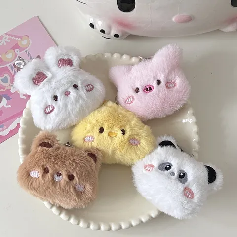 Plush Cartoon Animal Keychain Cute Rabbit Panda Pig Bear Chick Doll Bag Pendant Soft Stuffed Toy Key Ring Gift