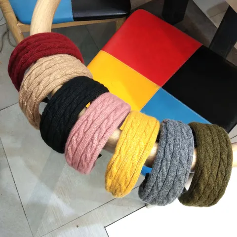 Womens Wide Brim Cable Knit Headband Winter Warm Wool Hair Hoop Fashion Solid Color Elastic Hair Accessories