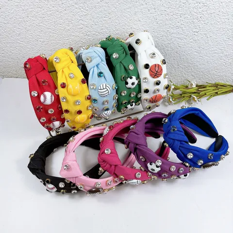 Bandeau en Tissu pour Femmes Strass Cristal Rembourré Cercle à Cheveux Balle de Sport Accessoires de Cheveux Coiffure de Mode
