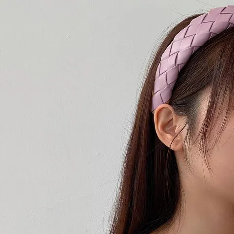 Womens Wide Braided Headband PU Leather Padded Hair Hoop High Crown Solid Color Fashion Hair Accessories For Daily Wear