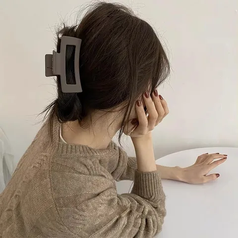 Molla Per Capelli Opaca Rettangolare Minimalista Grande Molla Squalo Tinta Unita Accessorio Acconciatura Antiscivolo Per Donne Ragazze