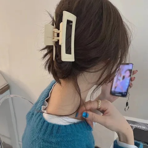 Molla Per Capelli Opaca Rettangolare Minimalista Grande Molla Squalo Tinta Unita Accessorio Acconciatura Antiscivolo Per Donne Ragazze