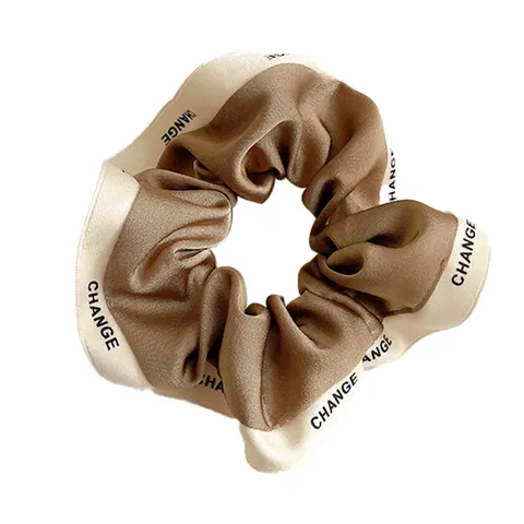 Scrunchie in Satin Minimalista per Donna Moda Stampa con Lettere Blocco di Colore Corda per Capelli Elastici Accessori per Capelli