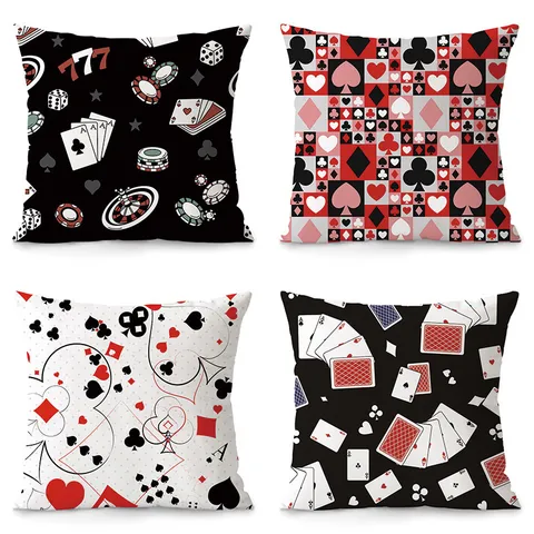 Fodera per Cuscino con Fantasia Poker Moderna Tessuto Misto Morbido Fodera per Cuscino Decorativo per Divano Auto Arredamento Casa