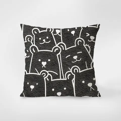 Fodera per Cuscino in Peluche con Animali dei Cartoni Animati Nordici Stampa Faccina Sorridente per Divano Soggiorno
