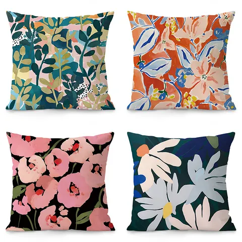 Fodera per Cuscino in Peluche con Stampa Floreale Astratta Minimalista Nordica Fodera per Cuscino Decorativa Moderna Per Divano Soggiorno