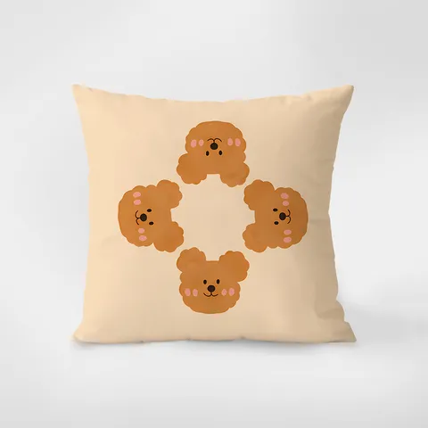 Federa per Cuscino Decorativo con Orsetto Carino Stile Crema Francese Morbido Peluche Quadrato per Divano Soggiorno Arredamento Casa