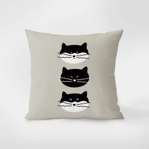Nordic Cute Cartoon Cat Print Plush Throw Pillow Cover Soft Decorative Square Cushion Case For Sofa Bed Living Room