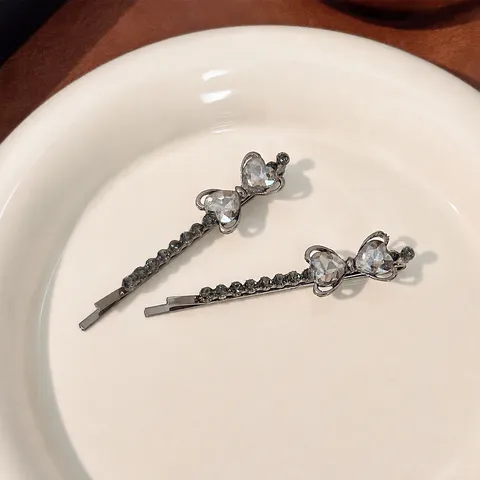 Horquilla de Cristal para Mujer Lazo de Strass Pinza de Pelo de Aleación Accesorio de Estilismo Negro Oro Pasador de Pelo Regalo de Joyería