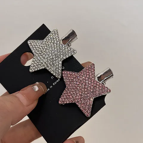 Pinza de Pelo de Estrella de Strass Brillante Metal Lleno de Diamantes Lazo Corazón Accesorios de Pelo para Mujer