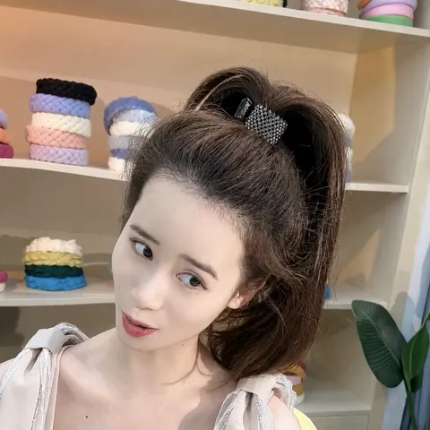 Pinza de Pelo de Metal con Estrass Soporte para Coleta Alta Accesorios de Cabello de Cristal Brillante para Mujer Fiesta