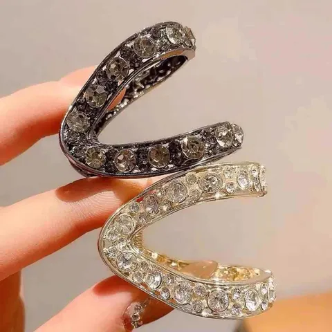 Élégante Pince à Cheveux en Forme de V avec Strass Support de Queue de Cheval Haute Alliage Spirale Accessoires de Coiffure Mode pour Femmes