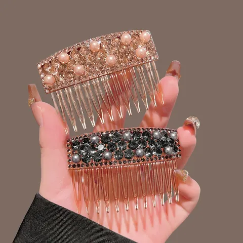 Peine de Pelo de Lunares para Mujer Vintage Tela Dientes de Metal Pinza de Pelo Herramienta de Peinado Accesorios