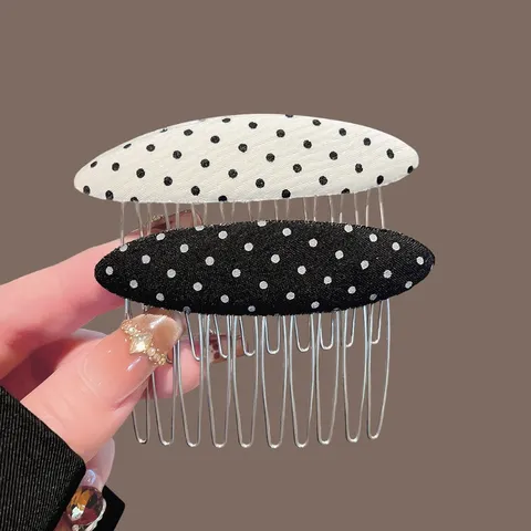 Peineta de Inserción Clásica de Lunares Leopardo Felpa Perla Pinza de Pelo de Tela Metal Herramienta de Estilo Accesorios de Cabello Mujer