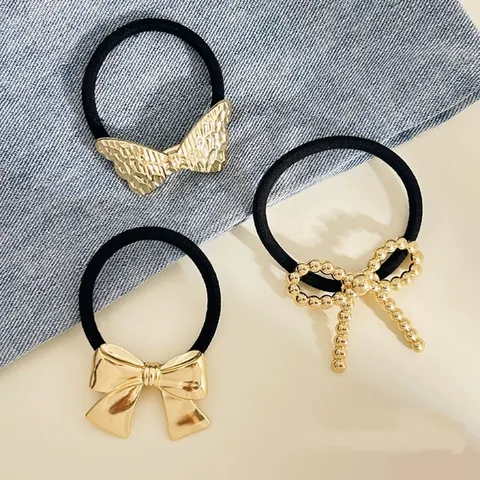 Coletero de Aleación de Moda con Lazo Corazón Estrella para Mujer Elegante Coletero Metálico Accesorios para Cabello